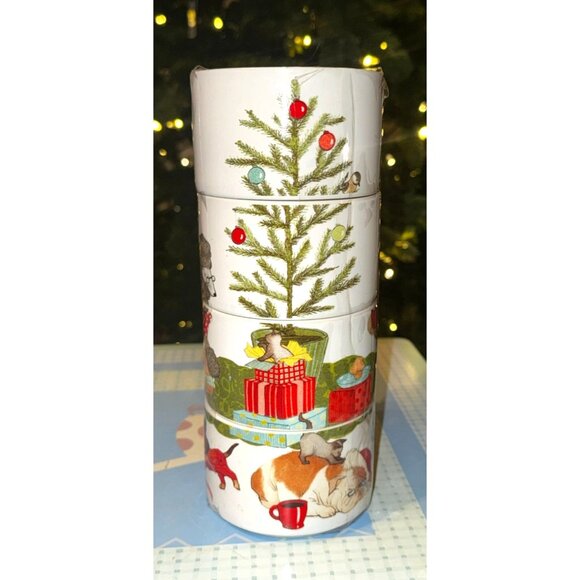 Stackable Christmas Dog-Themed Ceramic Mugs Set Of 4 (No Metal Rack) - Picture 2 of 14
